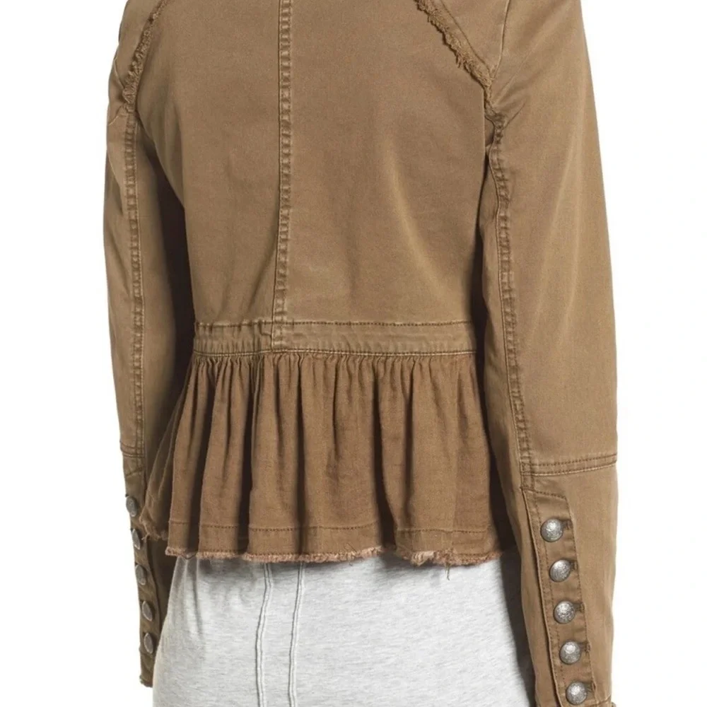 Free People Olive Green Military Jacket with peplum - Picture 4 of 10